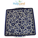 Holy Land Market Armenian Ceramic Blue Jerusalem Flowers square bread Plate - 9.5 Inches - Asfour Outlet Trademark
