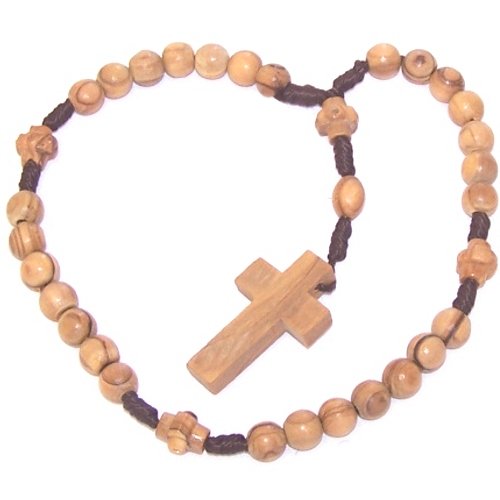 Threaded olive wood Anglican Rosary 9" long