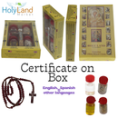 Holy Land Set 5in1 Olive Wood Cross Set with 3 Bottles - Oil, Jordan Water & Holy Earth
