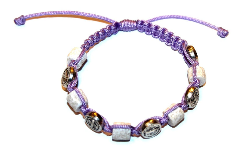 MEDJUGORJE - Chaplet - Bracelet from Apparation hill stones - Purple Thread