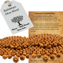 Holy Land Market Bethlehem 10mm Smooth Olive Wood Beads (1000-Piece Bag) – Hand-Carved by Christian Artisans – Natural Dried Olivewood for Rosaries, Jewelry Making & Crafts