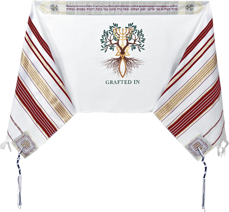 Holy Land Market Grafted IN - Messianic Christian Prayer Shawl/Tallit Prayer Shawl - Creation and Restoration Talit