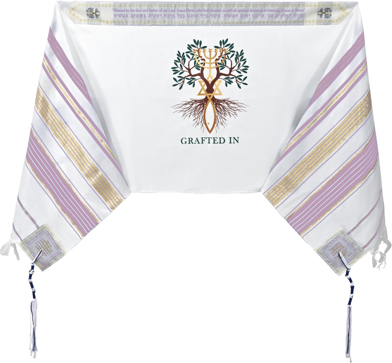 Holy Land Market Grafted IN - Messianic Christian Prayer Shawl/Tallit Prayer Shawl - Creation and Restoration Talit