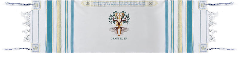 Holy Land Market Grafted IN - Messianic Christian Prayer Shawl/Tallit Prayer Shawl - Creation and Restoration Talit