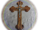 Nine Inch (9) Bethlehem Olive Wood Budded Cross and Crucifix with 14 Stations