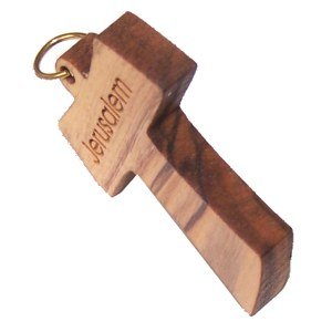 Olive wood Tau Cross Laser Pendant (3.5x3 cm or 1.4x1.2")