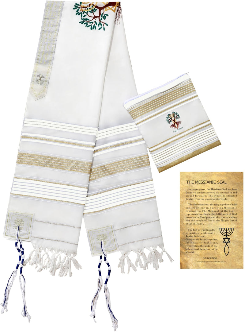 Holy Land Market Grafted IN - Messianic Christian Prayer Shawl/Tallit Prayer Shawl - Creation and Restoration Talit