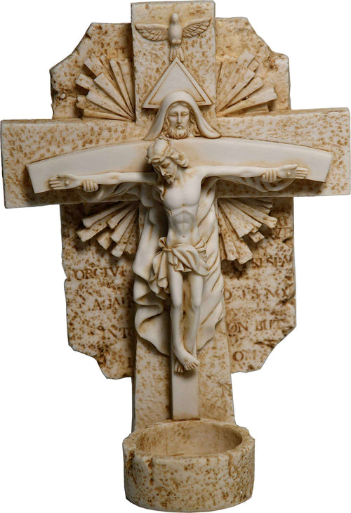 Crucifijo de la Trinidad Católico de Resina para Vigilia de Velas (17.5 cm o 7 Pulgadas)