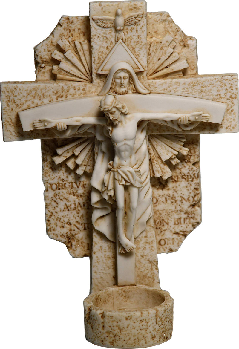 Holy Land Market Candle Vigil Resin Catholic Trinity Crucifix ( 17.5 cm or 7 Inches )