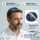 1 X Kippah con signo mesiánico bordado en satén azul marino.