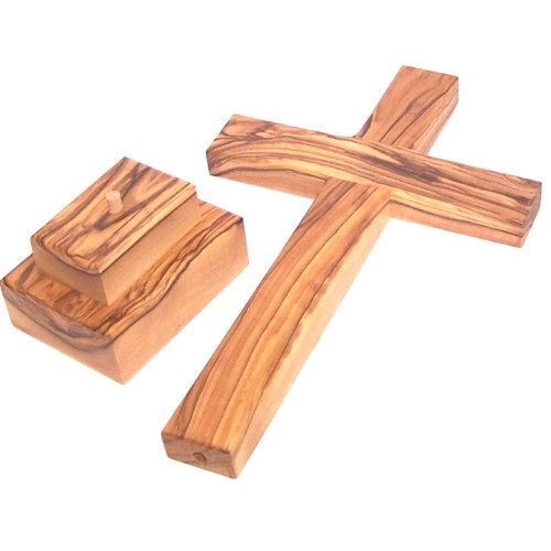 Holy Land Market Standing or Table Altar Olive Wood Cross