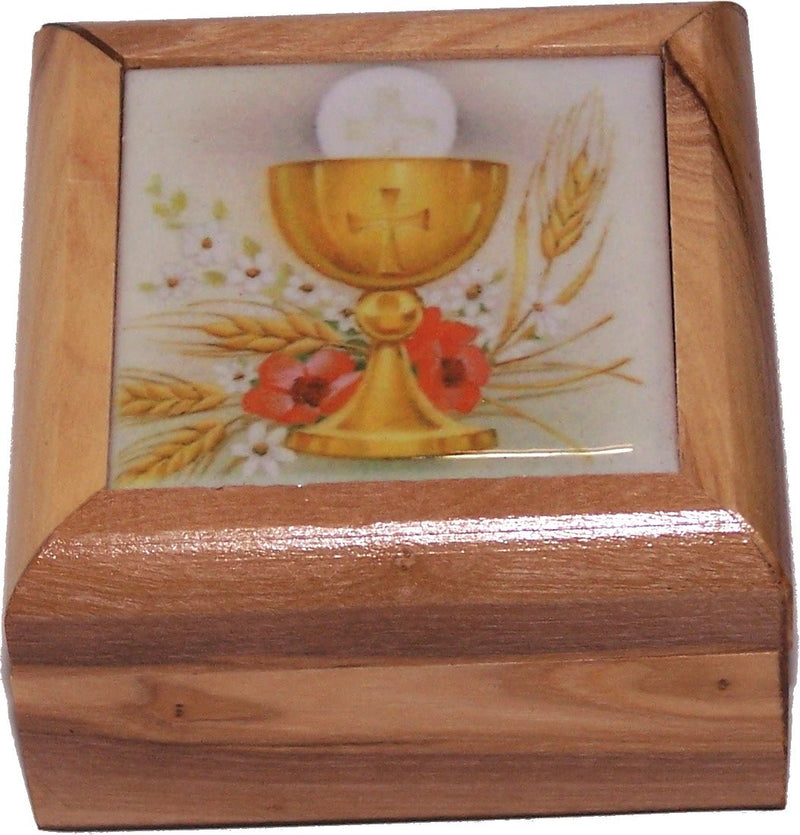 Holy Land Market First Communion Box - Rosary Box - Bethlehem Olive Wood