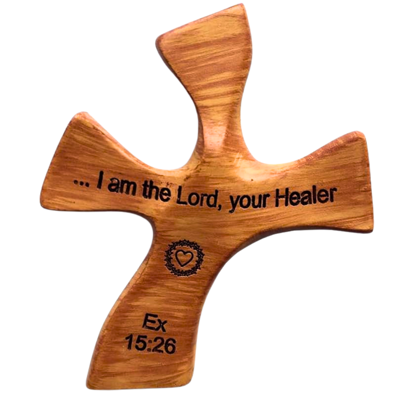 Resin Healing Cross - complete with Prayers and Certificate (4.5 x 3.6 In) – sits in hand perfectly. Healing Cross Trademark