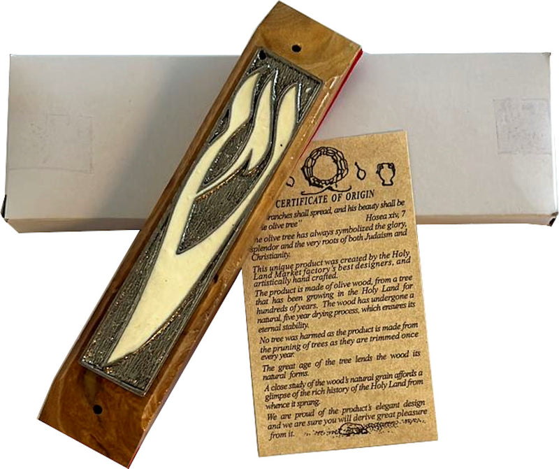 Olive Wood Mezuzah with Shema Israel Scroll - Large 6 Inches with Scroll