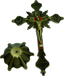 Holy Land Market Altar Table Crucifix - Church or Home Decor - Enamel Ornamented