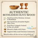 Holy Land Market 4 x 3" Olive Wood Communion Cups & 4" Bread Plate Set – Hand-Carved in Bethlehem – Includes 4 Kiddush Goblets with Matching Tray for Church Worship, Pastors & Ministries