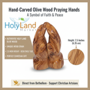 Holy Land Market Olivewood Praying Hands (6 cm or 2.5 Inch) - Small Hands