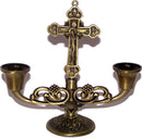 Holy Land Market Table Altar Crucifix with Candles Cups / Holders - 5 Inches