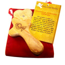 Holy Land Market Catholic Communion/Rosary - Hand or Table Cross. Package. Comes with Velvet Bag & Lord's Prayer Card - 4" Cross