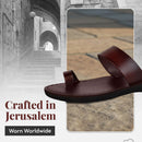 Sandalias/deslizadores bíblicos de cuero para hombres/mujeres de Jerusalén (Jesús - Estilo de dedo I)