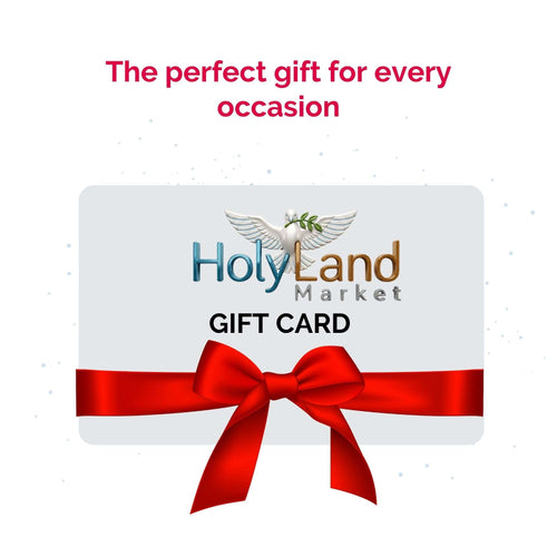 HolyLandMarket gift card with a red ribbon – the perfect gift for every occasion