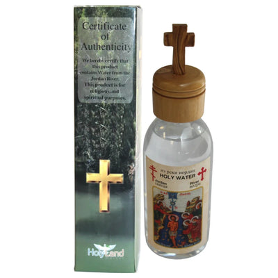 Jordan River Holy Water Holy Sepulchre Jerusalem with Extra Olive Wood with Cross Cover - Scented