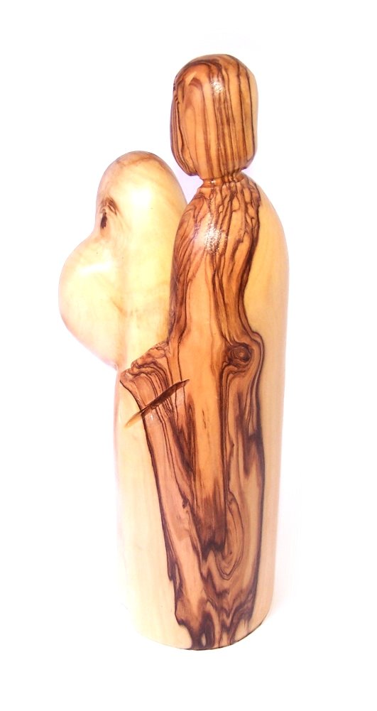 Holy Land Market Olive Wood Holy Family - 2 Pieces Statue (8.1 Inches)