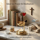 Brass Incense Burner kit - Candle and Incense and Two Mesh Screens, Adjustable Charcoal and Tea Light Bakhoor Burner for Resin, Myrrh, Copal and Bakhoor at Home, Church, Temple or Meditation Space