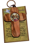 Holy Land Market Stations of The Cross on Two Layers Cross - 14 Crosses, Olive Wood Top Layer