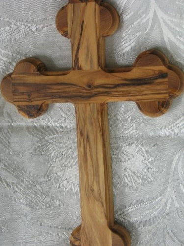 Nine Inch (9) Bethlehem Olive Wood Budded Cross of the 14 Stations by Holy Land Market