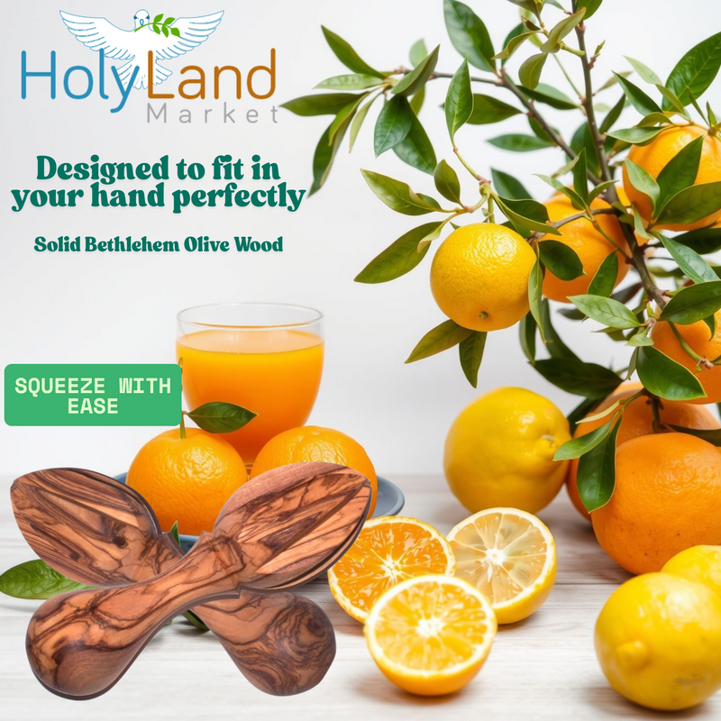 Lemon Juicer/Citrus Reamer carved in hard olive wood from Bethlehem (5.5 Inches) - Asfour Outlet Trademark