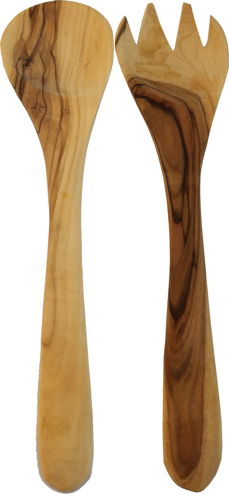 Holy Land Market Olive Wood Utensils Set - Medium Spoon and Fork (33 cm or 13 inches) - Asfour Outlet Trademark