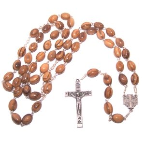 Olive Wood Rosary With Jerusalem Cross- Certificate of Origin