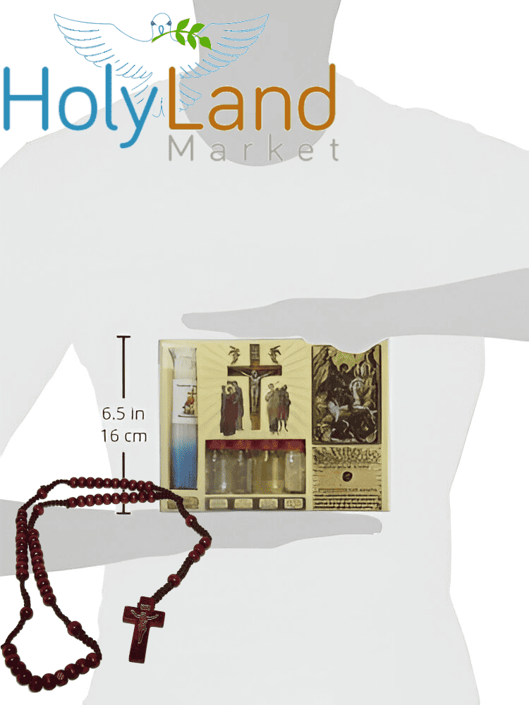 Holy Land Market Maroon Rosary plus Seven In One Holy Jordan Water, So