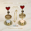 Brass Incense Burner kit - Candle and Incense and Two Mesh Screens, Adjustable Charcoal and Tea Light Bakhoor Burner for Resin, Myrrh, Copal and Bakhoor at Home, Church, Temple or Meditation Space