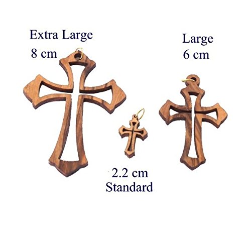 Olive wood Jerusalem Cross Laser Pendant (8cm or 3.15" long)