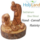 Hand-Carved Olive Wood Nativity Scene 7” – One-Piece Holy Family Set by Christian Artisans of Bethlehem – Holy Land Christmas Crèche with Certificate, Prayer Card & Nativity Story Booklet (7 Inches)