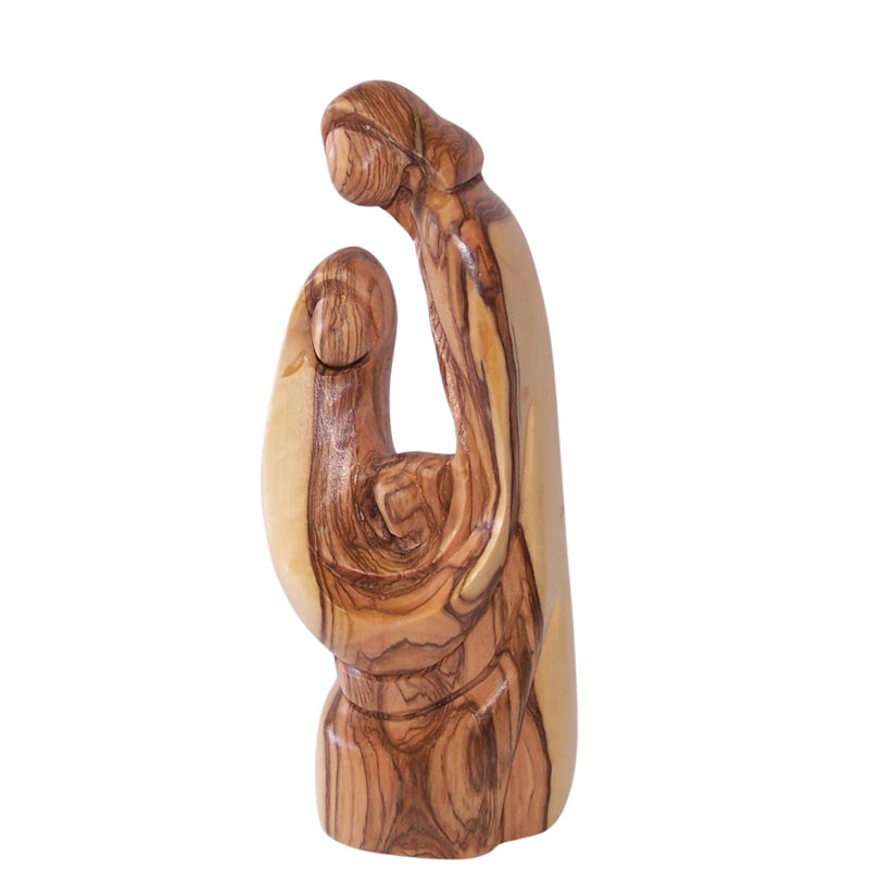 Holy Land Market Olive Wood Holy Family Statue - 6 Inch Wooden Nativity Set Figurine, Hand Carved in Bethlehem