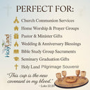 Holy Land Market Olive Wood Communion Cups & Plate Set Kiddush & Holding Tray - Communion Set Hand-Carved in Bethlehem – for Church Worship, Pastors & Ministries (Round Bowl + 4 Medium Goblets + Tray)