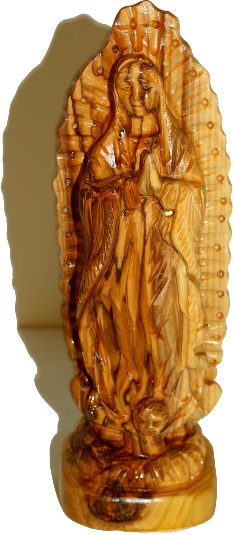 Holy Land Market Virgin or Lady of Guadalupe Olive Wood Statue from Bethlehem - (24 cm cm or 9.25 inches)