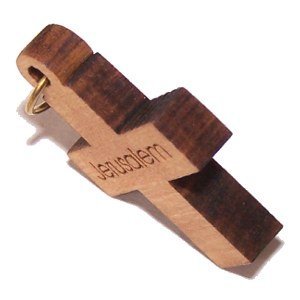 Olive wood Latin Cross Laser Pendant (8cm or 3.15" long )