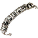 Black and White icons in Silver metal bracelet