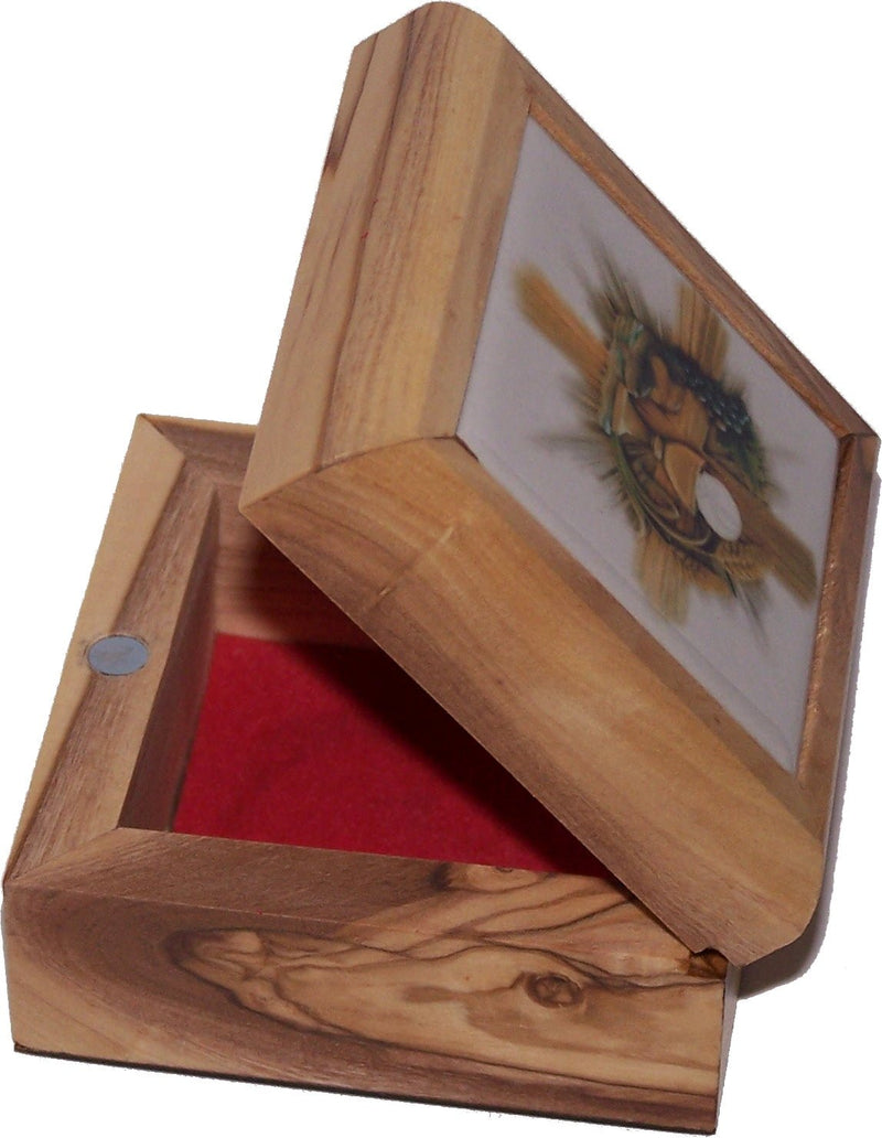 Holy Land Market First Communion Box - Rosary Box - Bethlehem Olive Wood