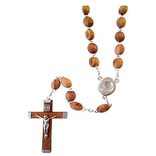 Holy Land Imports Olive Wood Rosary With Water from the River Jordan