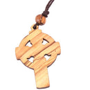 Crucifijo de madera de olivo celta con madreperla (60cm / 23.5 pulgadas, la cruz mide 5cm o 2 pulgadas)