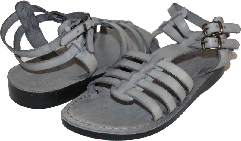 Holy Land Market Men/Women Biblical Jesus Leather Sandals/Slides From Jerusalem (Jeremiah Grey Style)