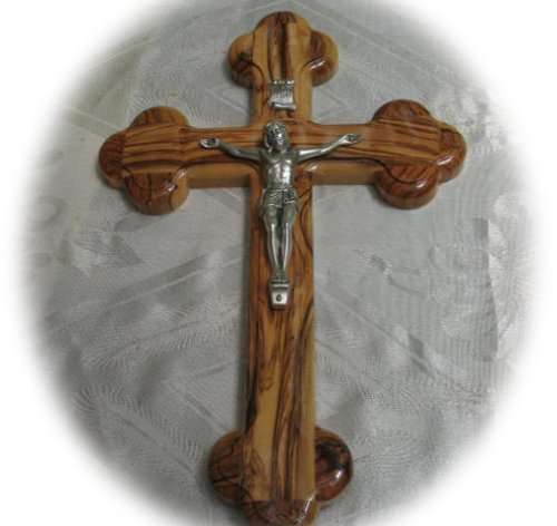 Cruz y crucifijo de madera de olivo de Belén de nueve pulgadas (9) con 14 estaciones