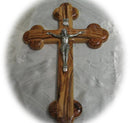 Nine Inch (9) Bethlehem Olive Wood Budded Cross and Crucifix with 14 Stations