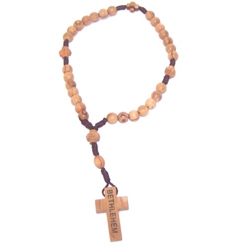 Threaded olive wood Anglican Rosary 9" long