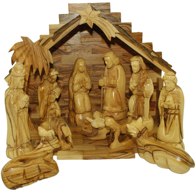Holy Land Market Olive Wood Nativity Set - Traditional Carving